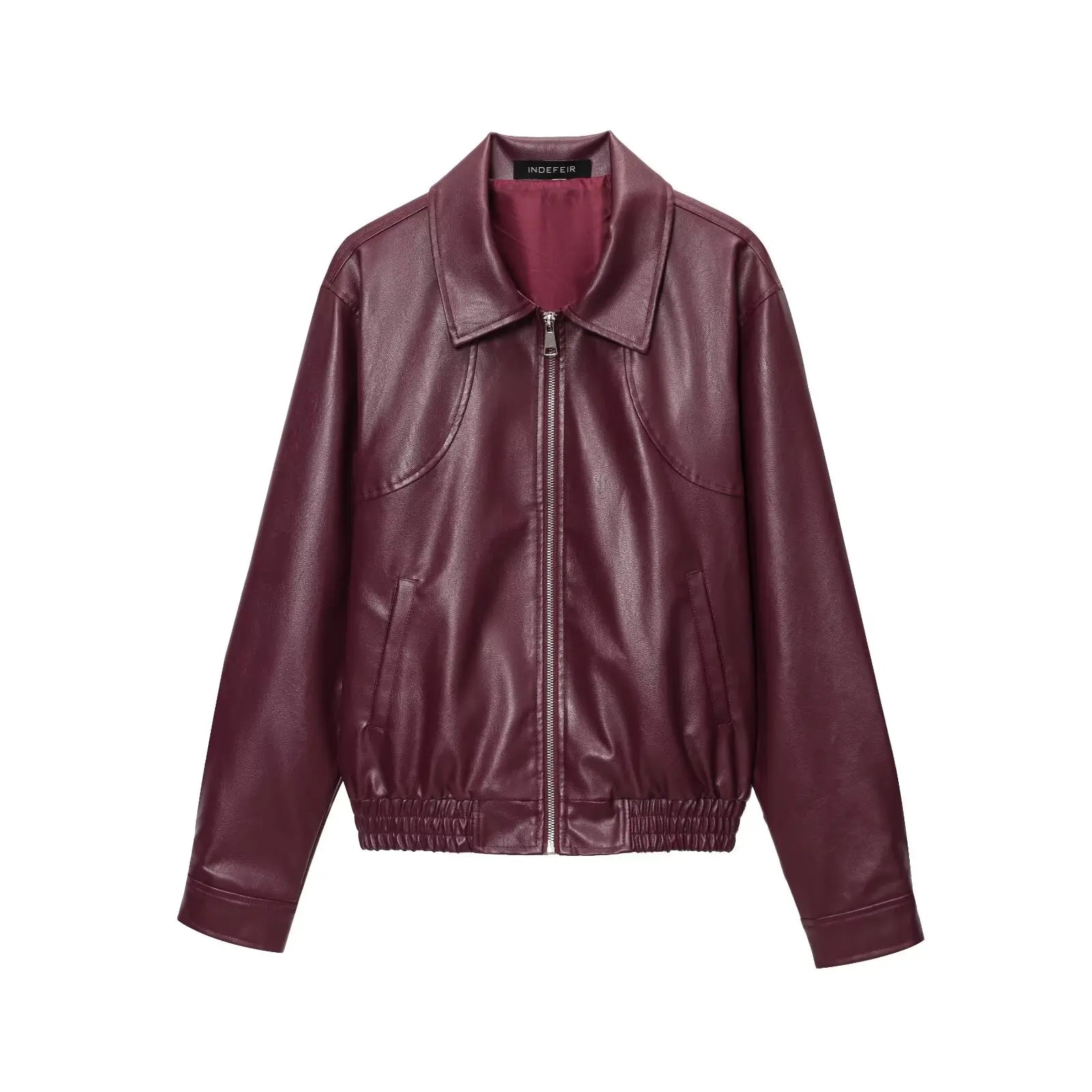 veste en similicuir bordeaux