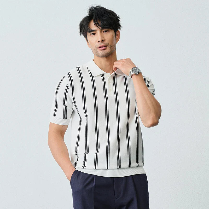 Men's Luxury Striped Casual Business Polo T-Shirt