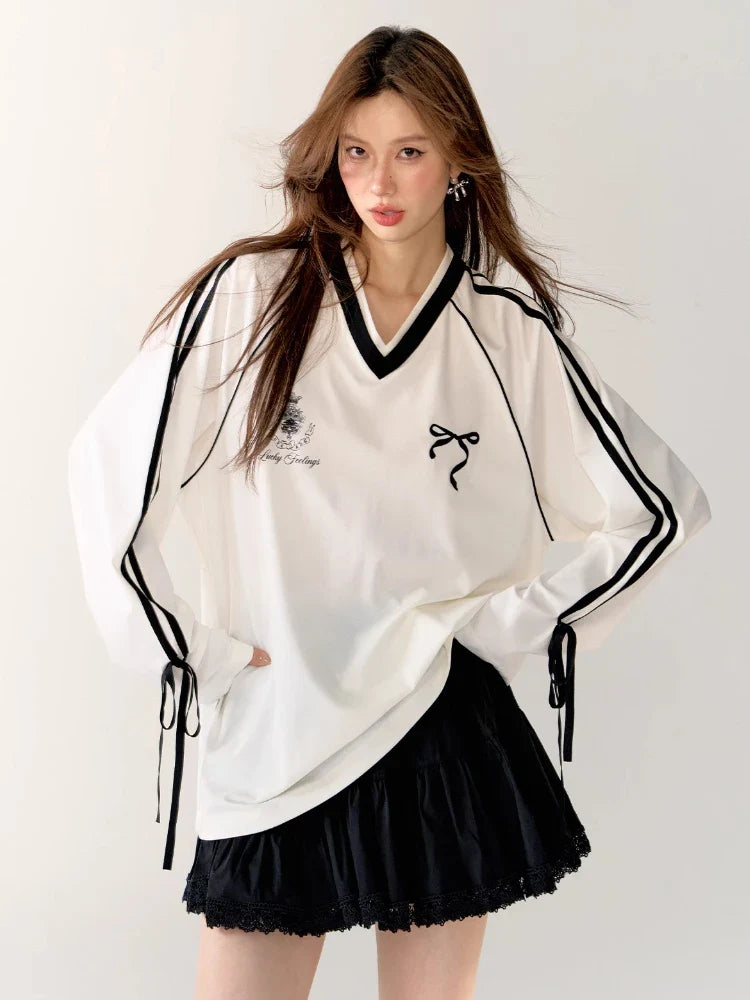 Women Sporty Black Oversized Long Sleeve T-Shirt