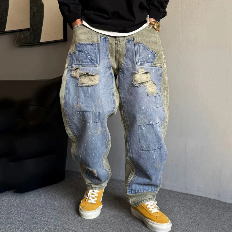 Lässige Jeans mit Used-Look, Stretch, geradem Schnitt und Stretchanteil