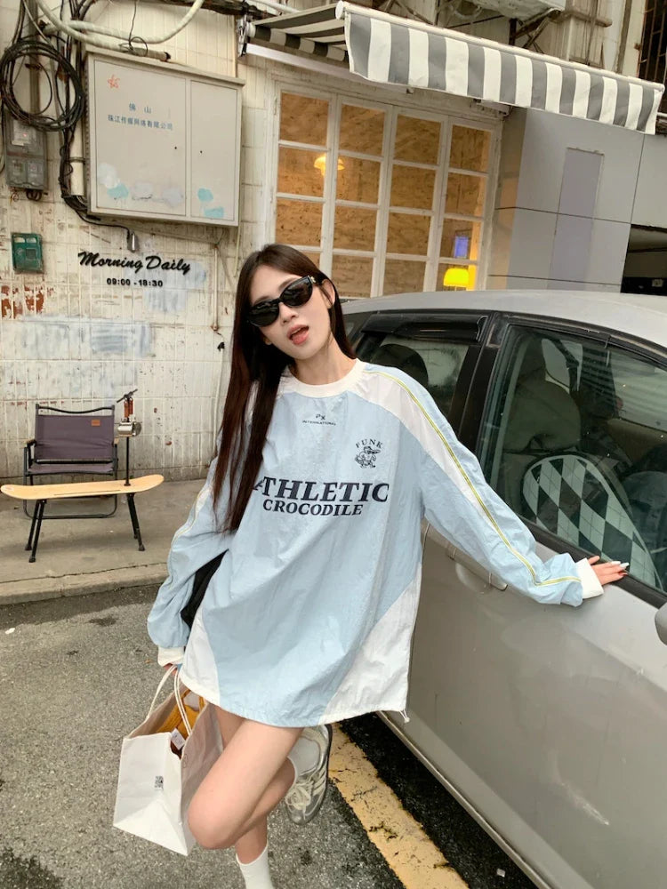 Laidback Comfort Oversized Letter Print Long Sleeve T-Shirt