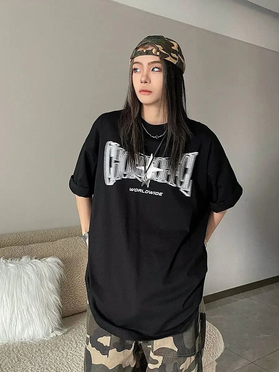 Vintage Star Kpop Kurzarm-T-Shirt