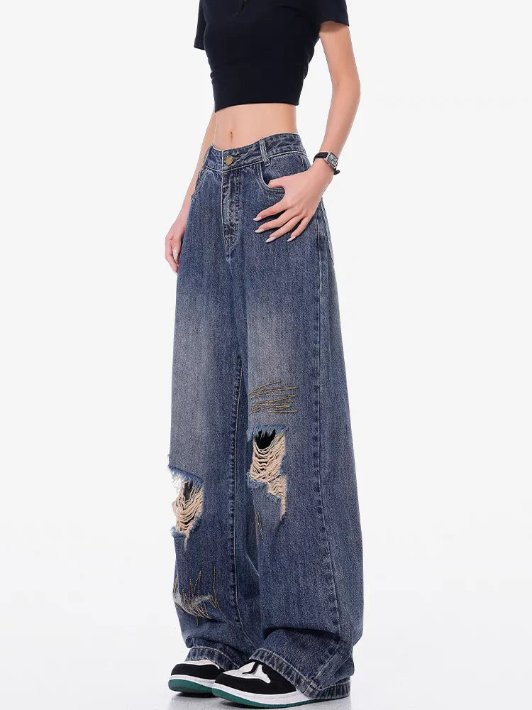 Coole Vintage Hip Hop Jeans mit Rissen für Damen