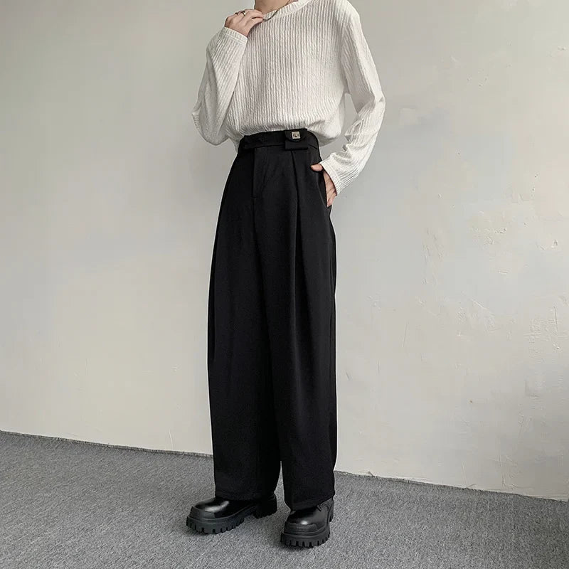 Pantalon de costume noir à jambes larges