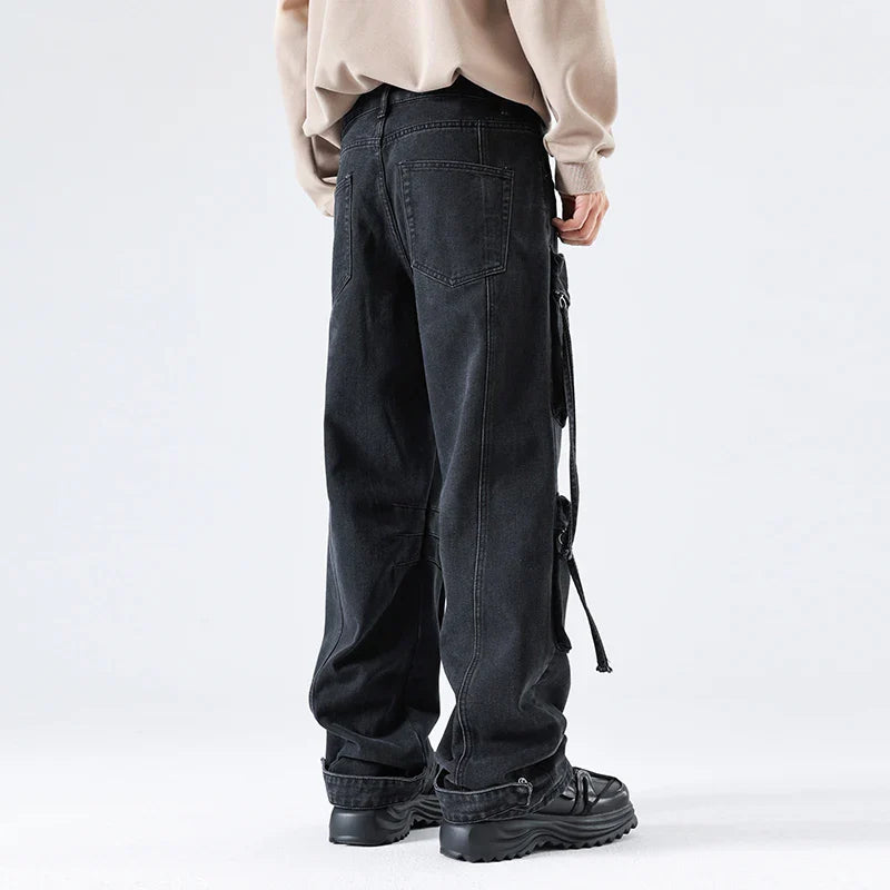 Vintage Hip-Hop-Cargojeans mit lockerem Schnitt und vielen Taschen
