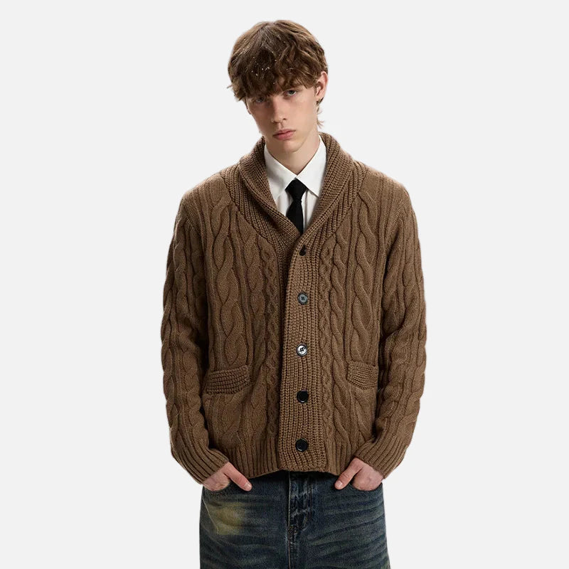 Elegante, strukturierte, einfarbige Strickjacke