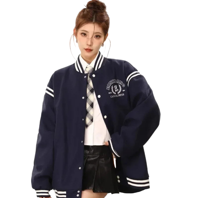 Preppy Oversized Baseball Varsity Jacket