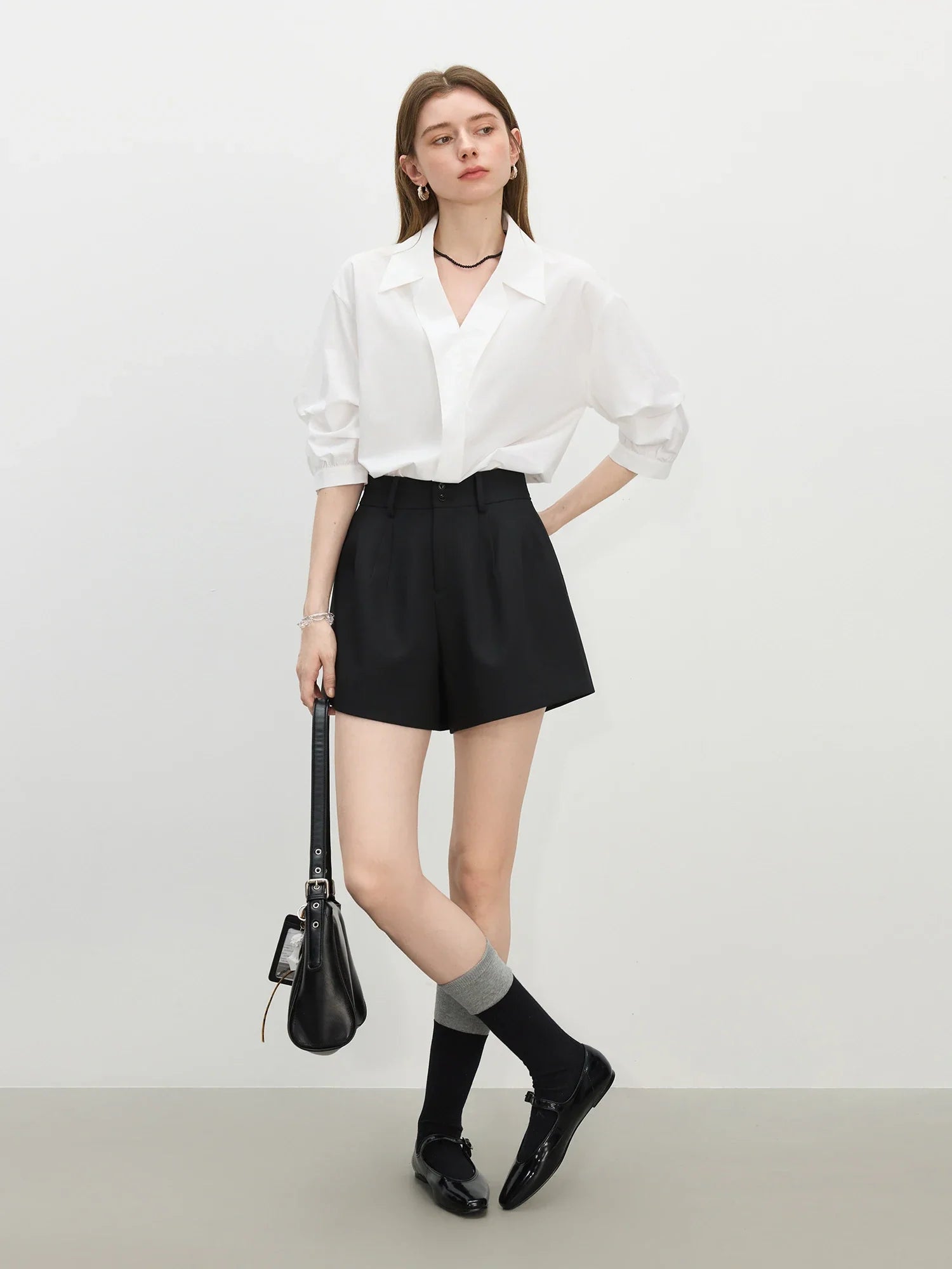 Chemisier élégant à col en V de style français pour femme