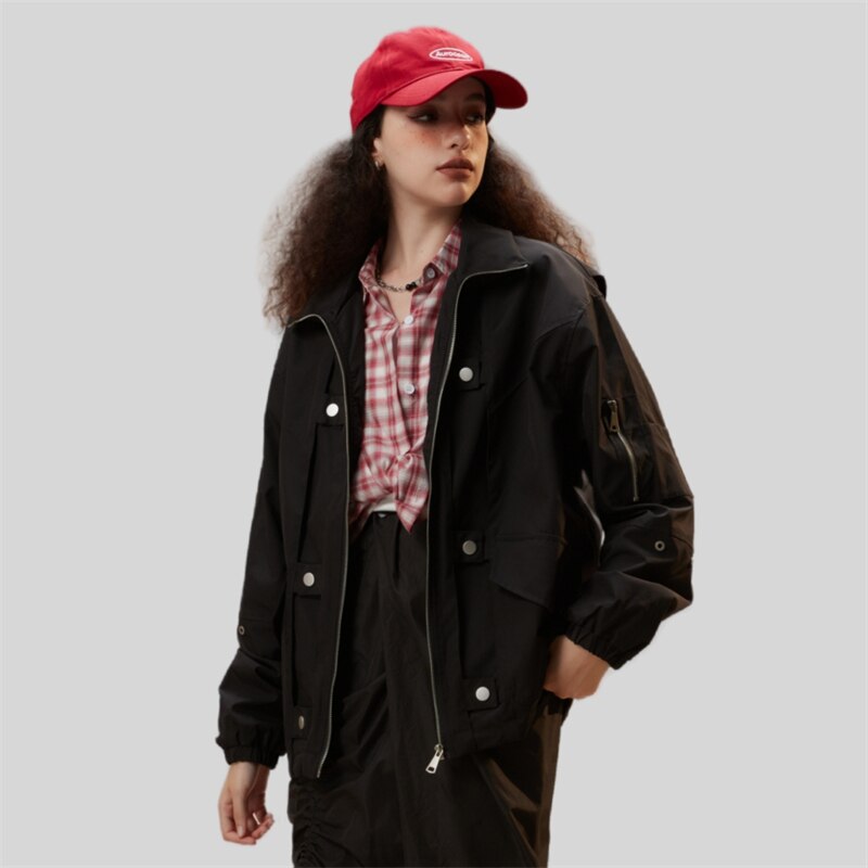 veste en jean noire zippée