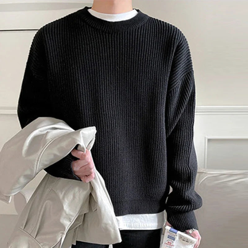 Casual Comfort Luxury Knitted Solid Color Pullover Sweater