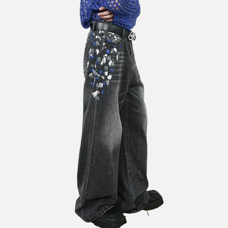 Schicke Y2K Retro Graffiti Wide Leg Jeans