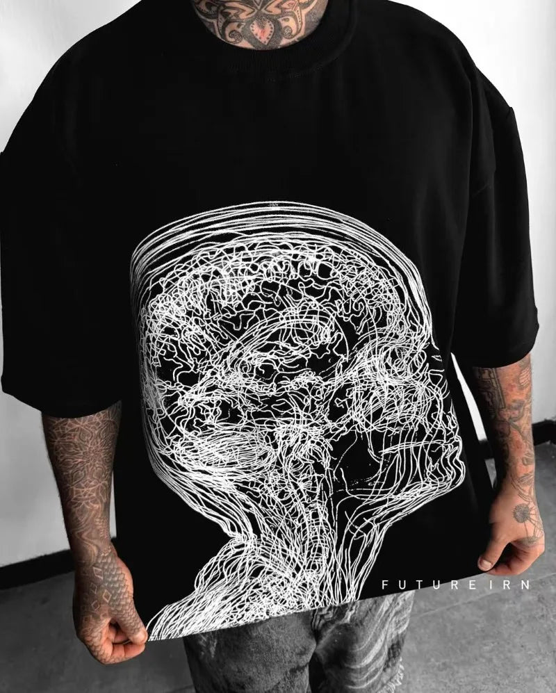 T-shirt ample à manches courtes style punk hip-hop gothique