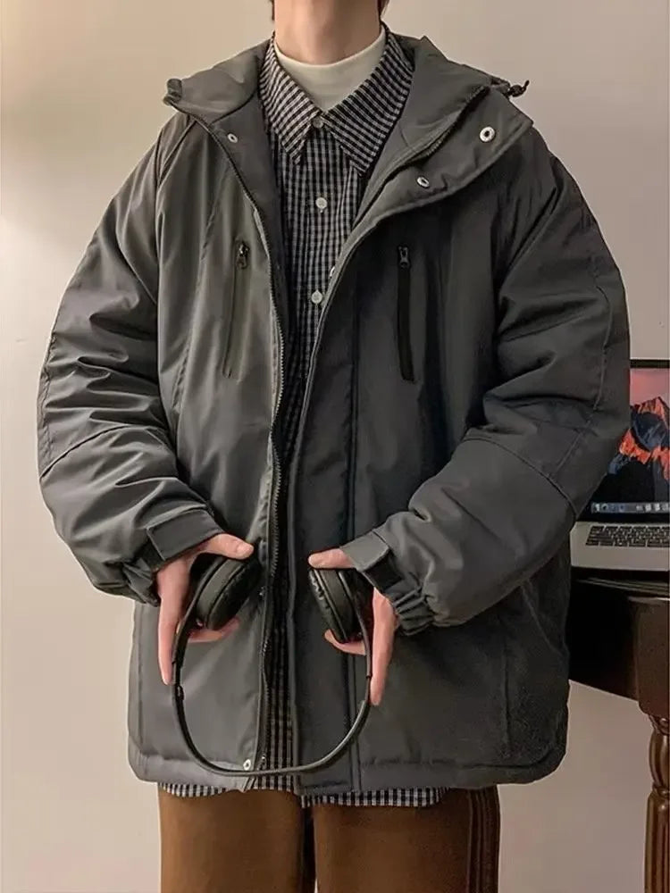 Winter Streetwear Kapuzen-Winbreaker-Jacke