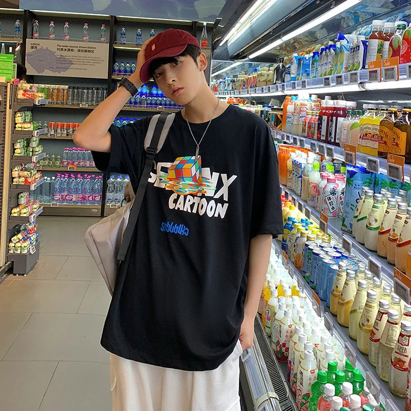 T-shirt en coton japonais premium imprimé de lettres