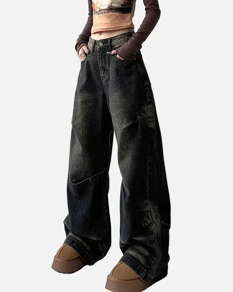 Strapazierfähige, locker sitzende Jeans mit mittelhohem Bund und weitem Bein