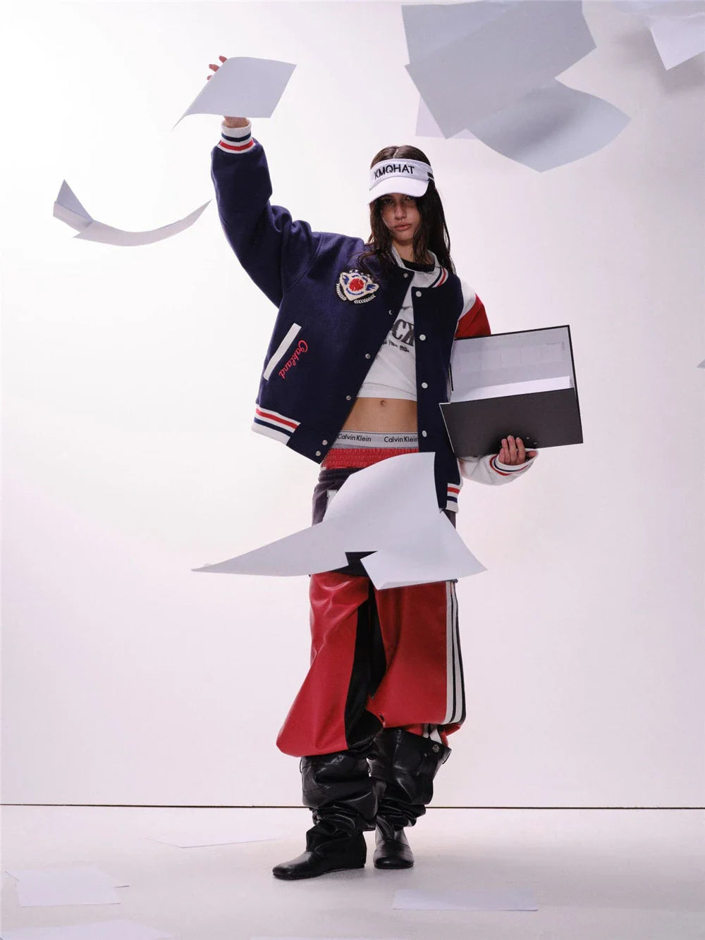 Y2K Baseball-Collegejacke mit Stickerei und Patchwork-Design
