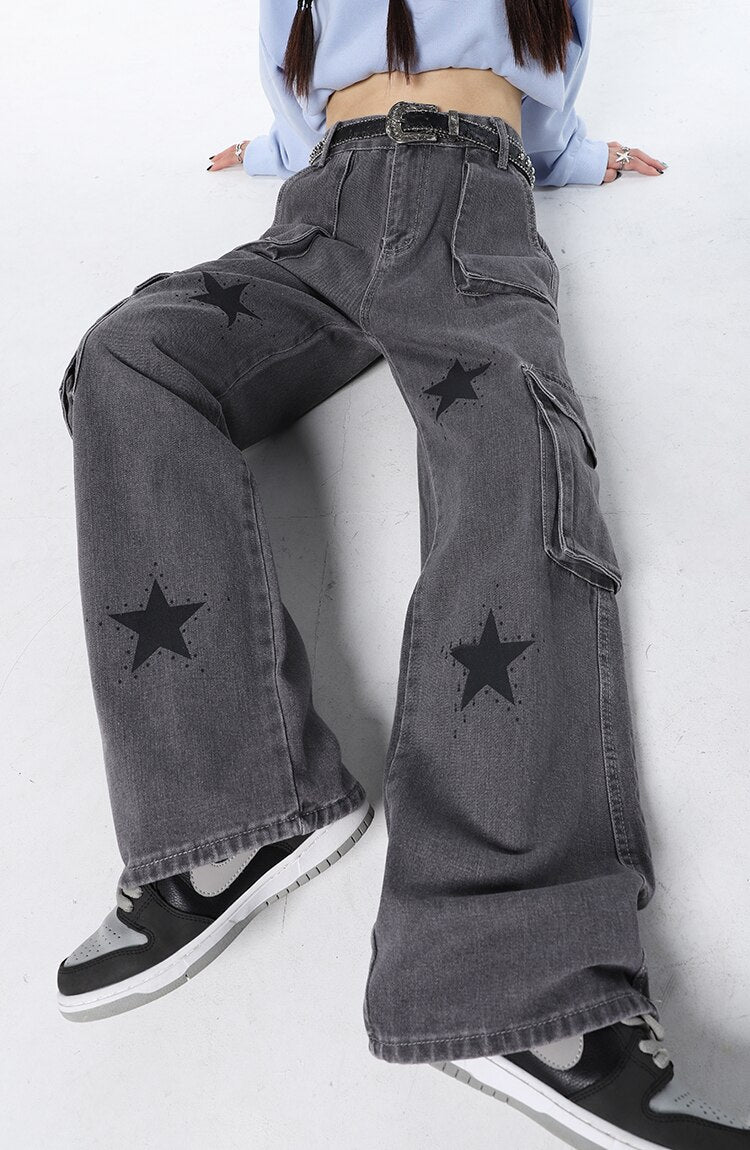 Y2K Stars Grafik-Jeans