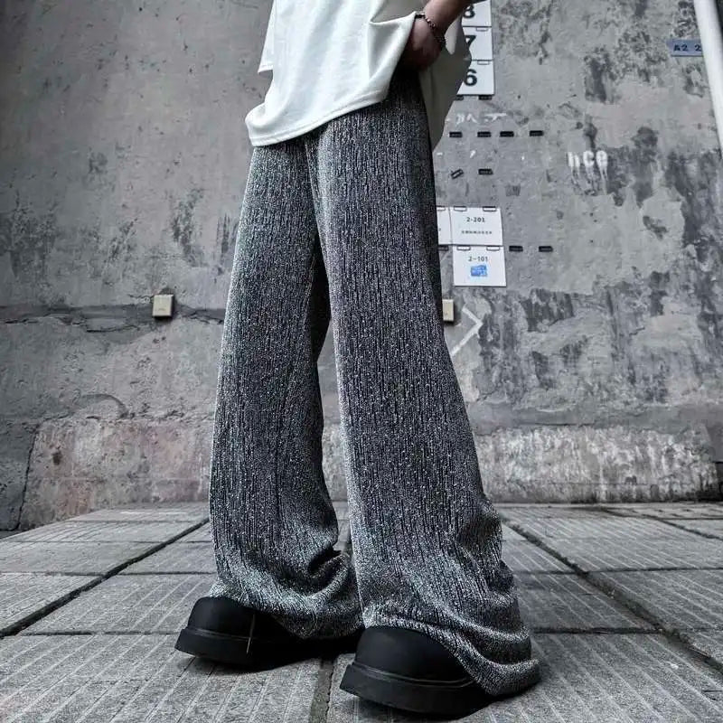 Pantalon décontracté élégant à taille élastiquée et cordon de serrage texturé