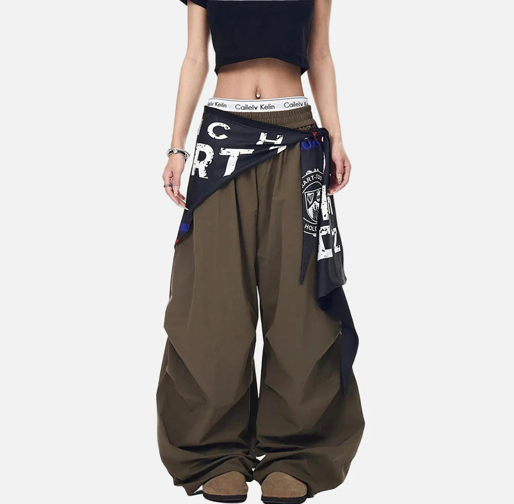 Jogger à jambes larges respirant style américain avec foulard