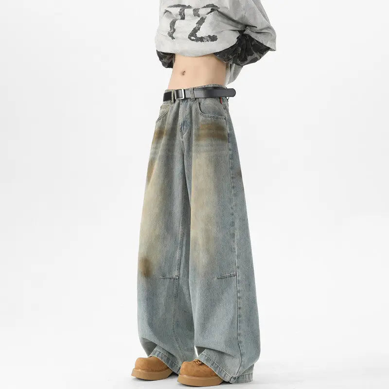 Baggy Wide Leg Vintage Wash Jeans