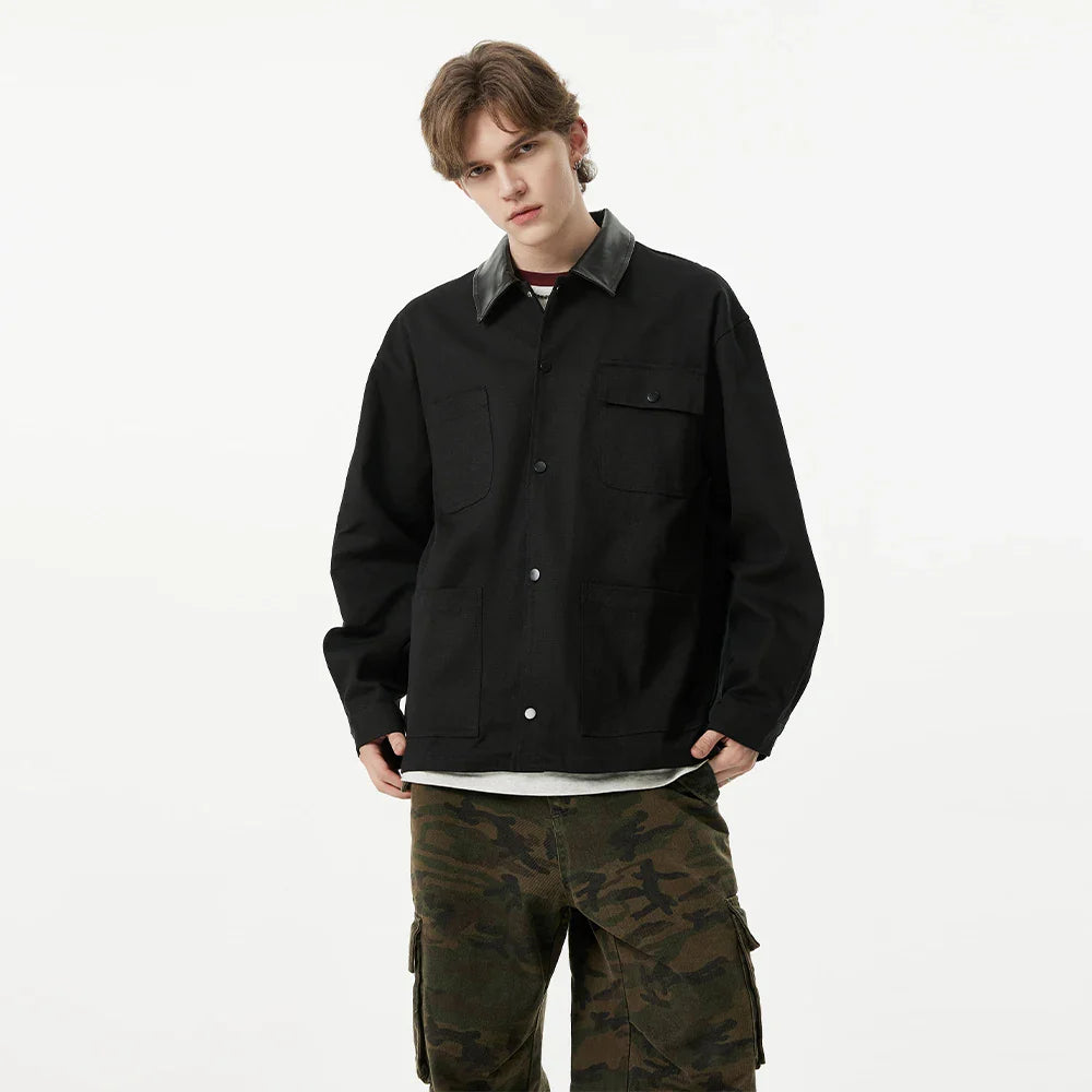 Streetwear-Jacke, cool, winddicht, aus hochwertiger Baumwolle, mit Aufnähern