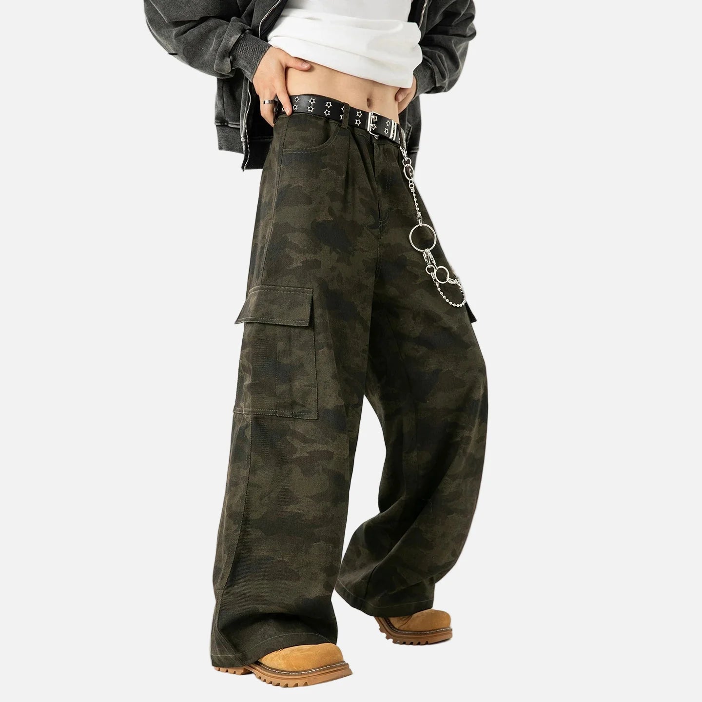Vintage Tactical Camo Cargo Straight Leg Pants