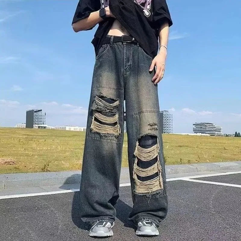 Retro High Street Hip Hop Ripped Jeans