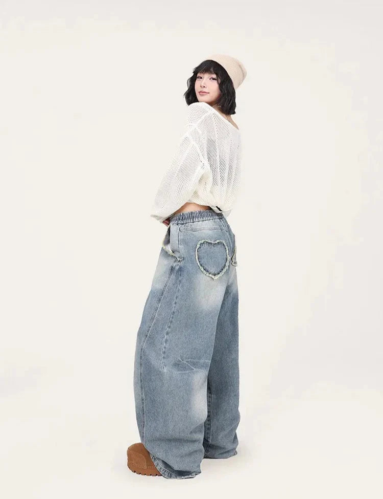 Jean long en denim effiloché Blue Jazz