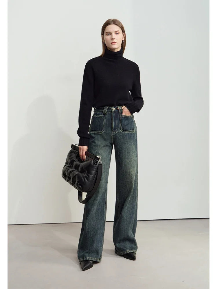 Vintage-Jeans mit gewaschenem, lockerem Schnitt und geradem Bein