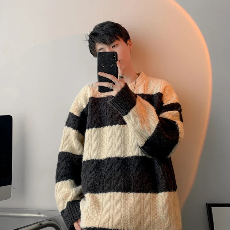 Streetwear Gemütlicher gestreifter Freizeitstrickpullover