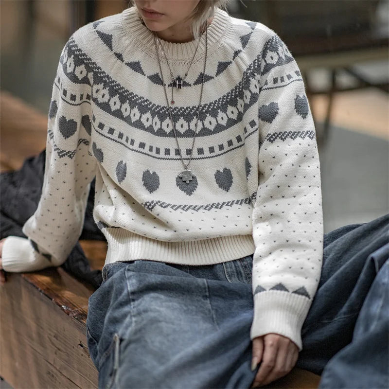 Pull décontracté en maille Fair Isle pour homme