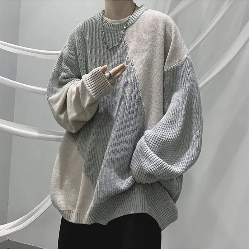 Streetwear Oversized Strickpullover mit Farbblockmuster