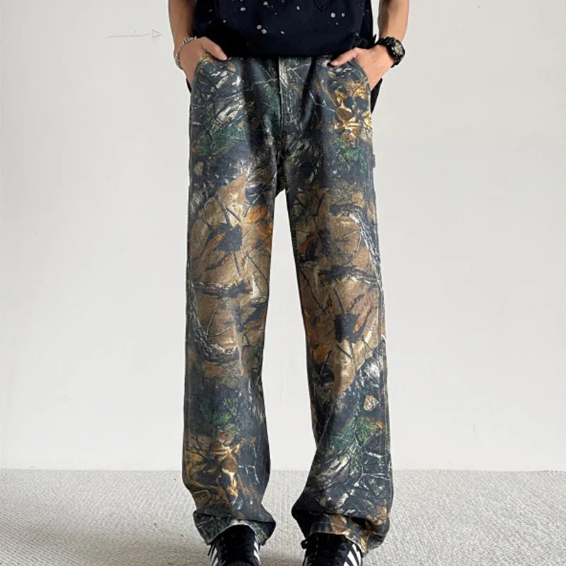 Streetwear Vintage Retro Hip Hop Patterned Jeans