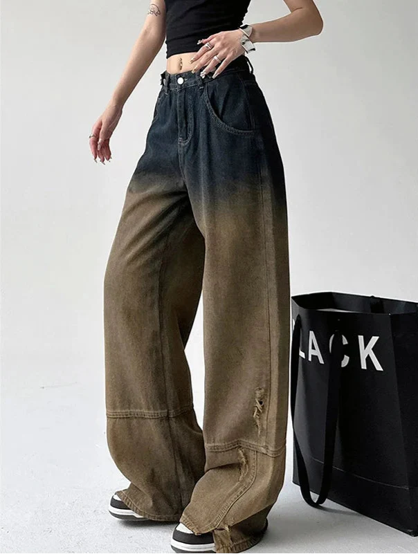 Rasty Damen-Jeans mit Farbverlauf, lockerer High-Waist-Schnitt