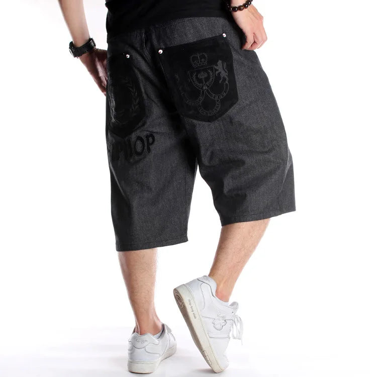 Mühelos schicke schwarze Streetwear-Denim-Shorts