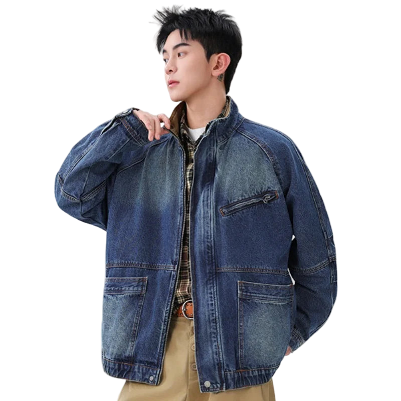 Vintage Denim Zip-Up Jacket