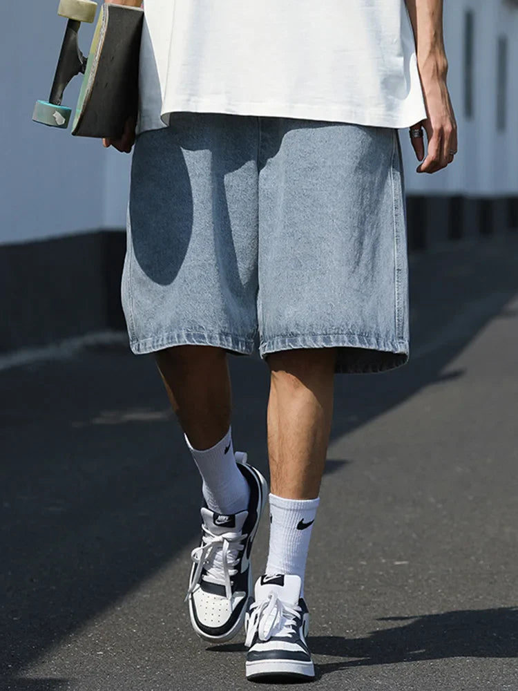 Baggy-Jeans-Shorts mit Kordelzug