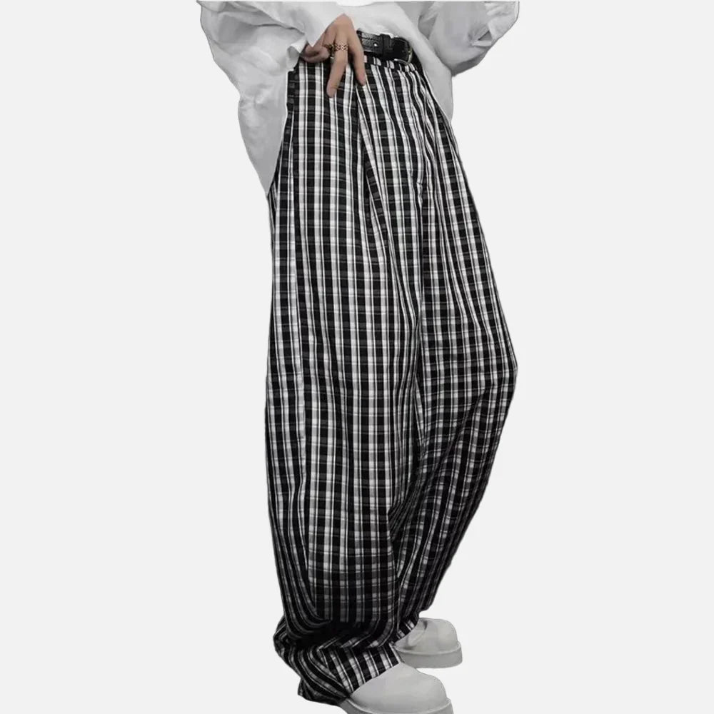 Lässige Hose mit Karomuster und Streifen im Herbst-Look, gerades Bein