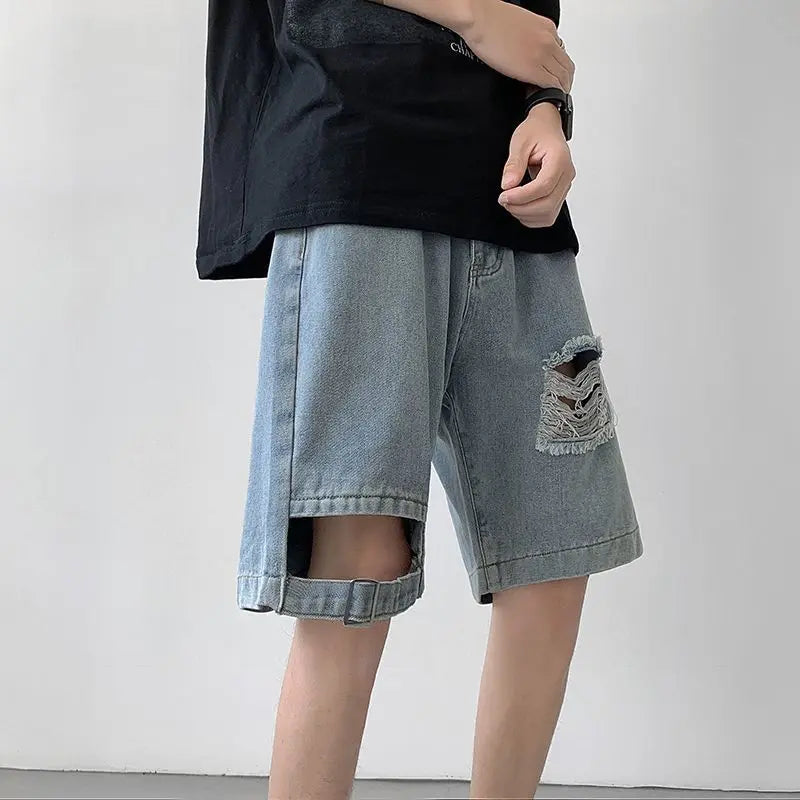Streetwear Vielseitige amerikanische Jeansshorts mit Rissen