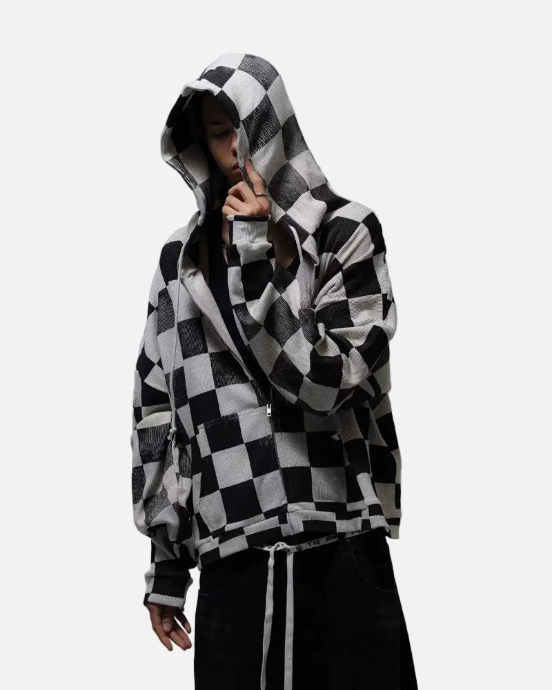 Personalisiertes Sweatshirt mit Reißverschluss im Gothic-Karo-Design