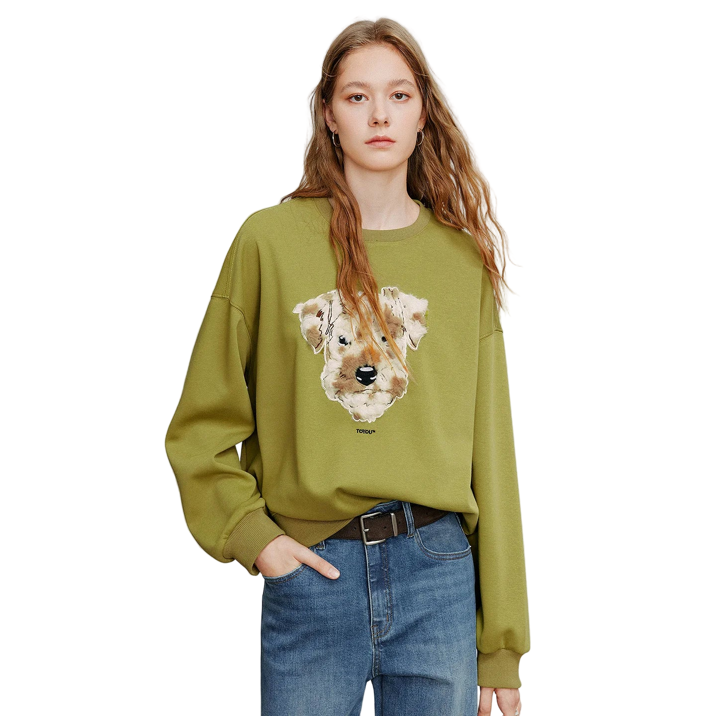 Sweat à capuche femme patchwork en peluche chien