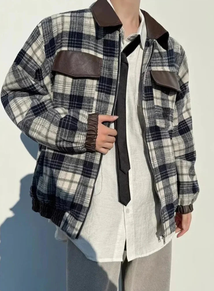 veste en cuir patchwork de style japonais
