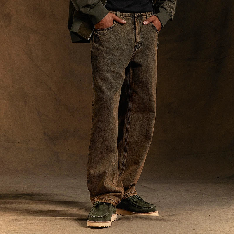 Gelbe Retro-Jeans mit lockerer Passform