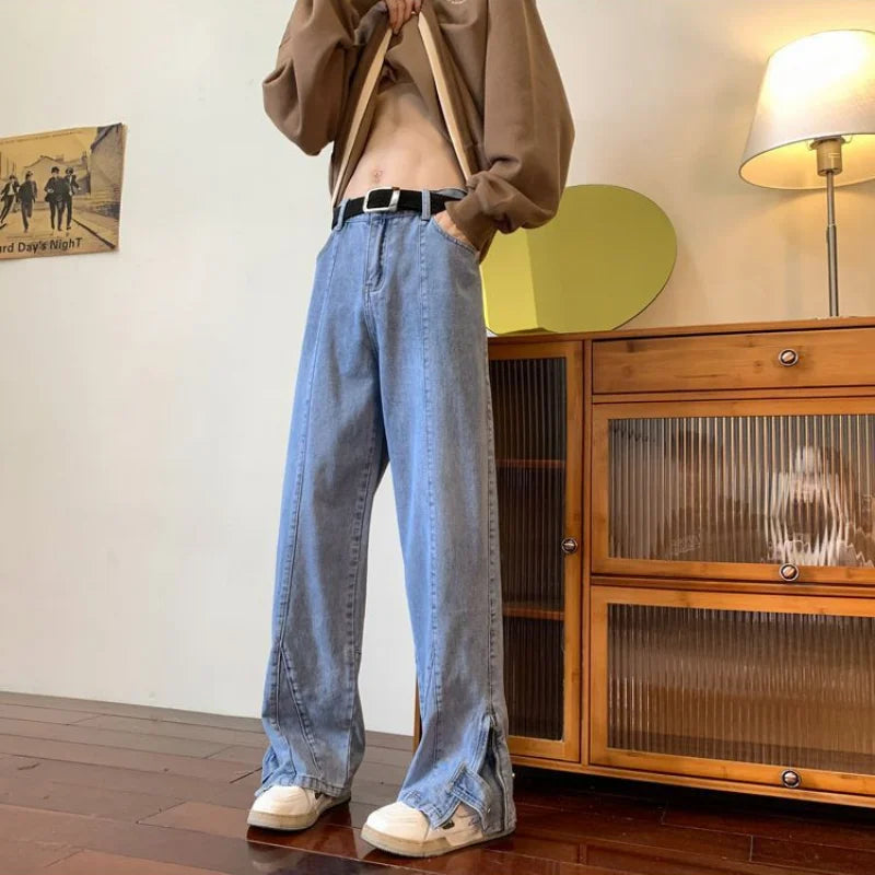 Trendige amerikanische Wide-Leg-Jeans