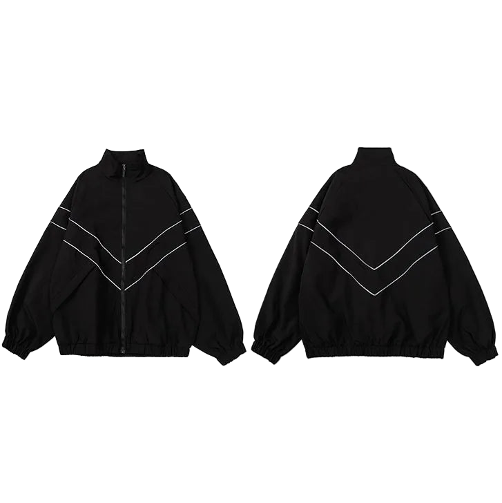 Striped Reflective V Windbreaker Jacket