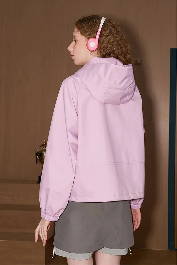Y2K Windbreaker mit Kordelzug, figurformende Jacke