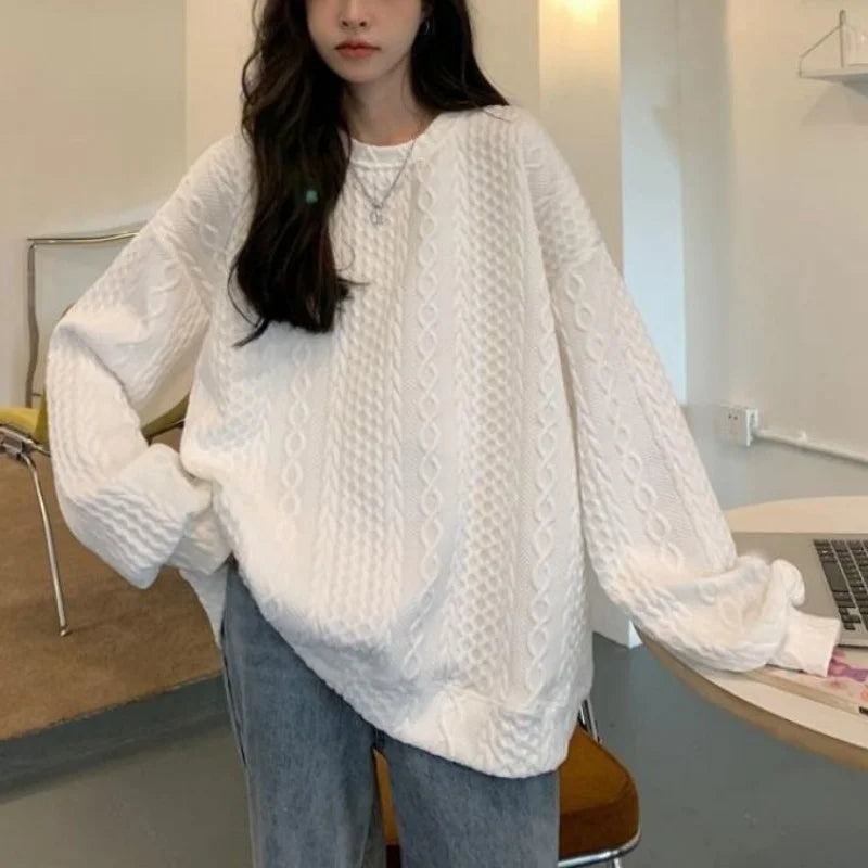 Pull décontracté uni pour femme Y2K