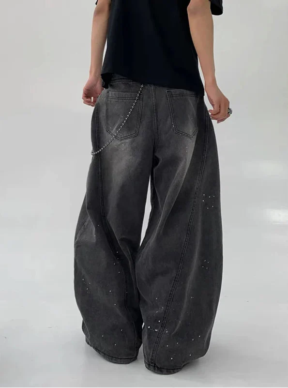 Y2K Mühelose Jeans im japanischen Stil mit weitem Bein