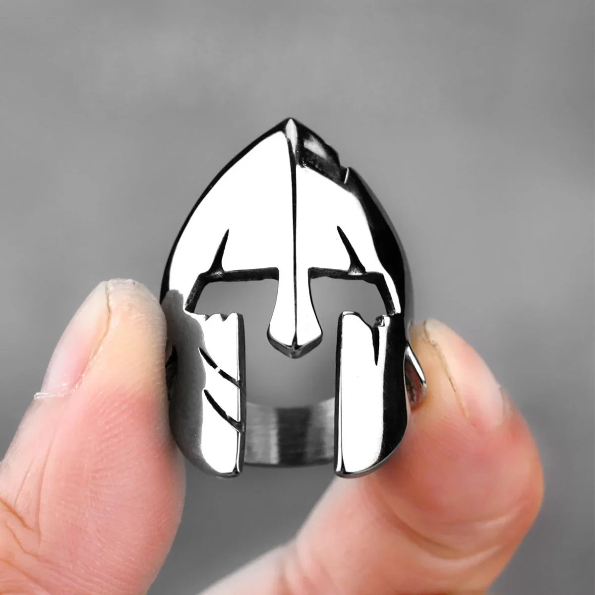 Edelstahlring „Kühne Spartan-Maske“