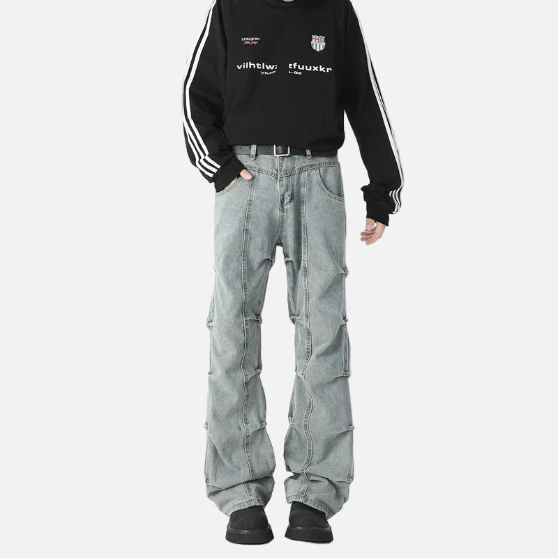 Vintage Hip Hop Falten-Jeans